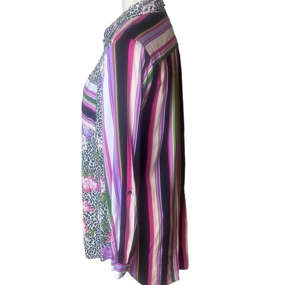 COMO Vintage top women’s size L purple artsy art to wear mixed media tunic - Picture 2 of 7